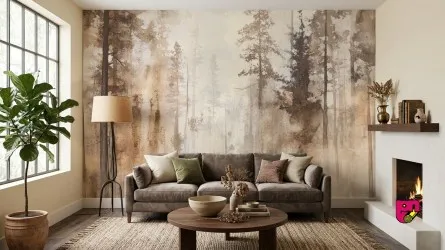 ABSTRACT TREES | Foresta con sagome di alberi watercolor
